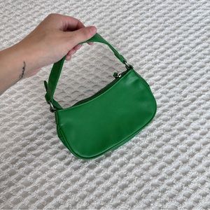 minimalist faux leather green mini bag